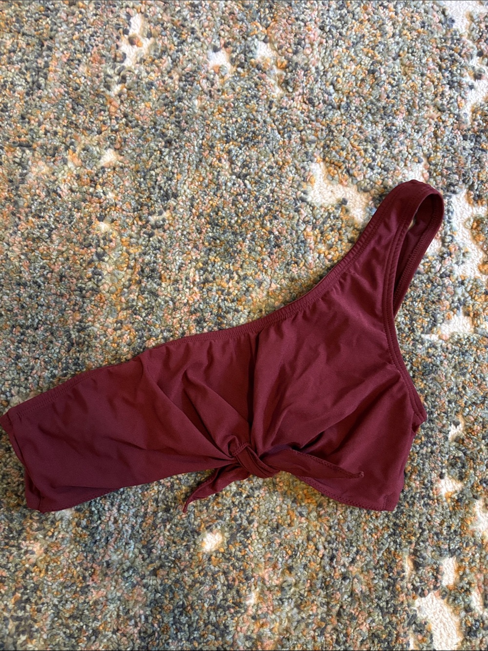 H&M One-Shoulder Bikini Top in Deep Burgundy